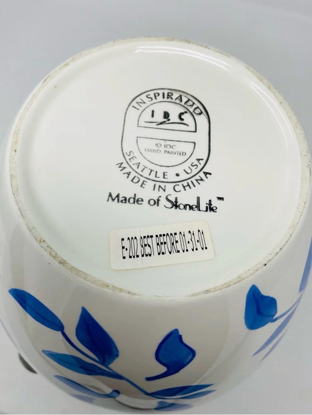 Blue Leaf Ceramic Storage Canister - Home Accents